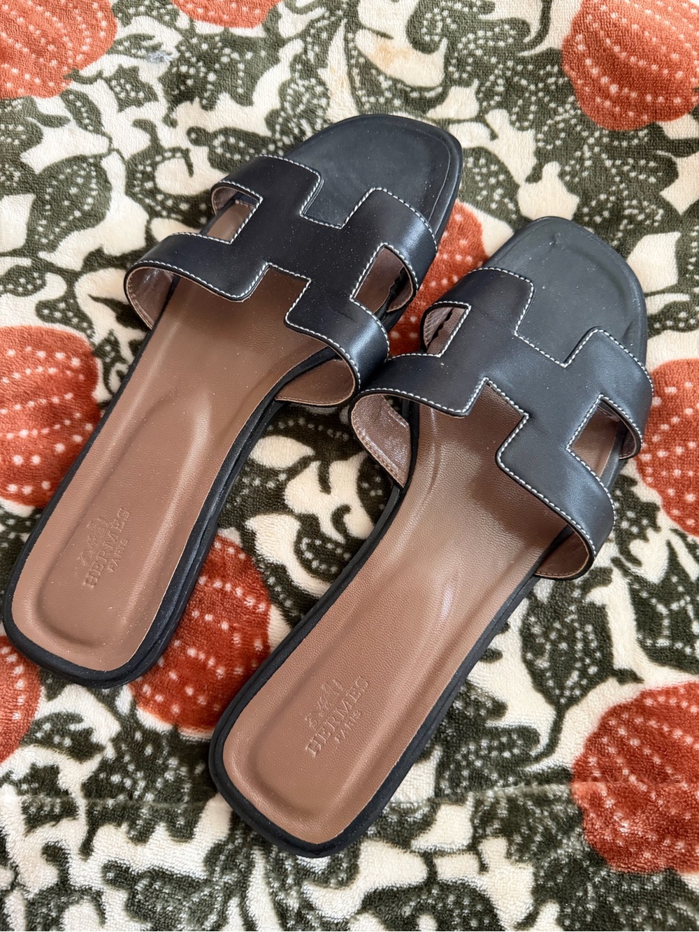 Women’s Black Slide Mules with Brown Insole